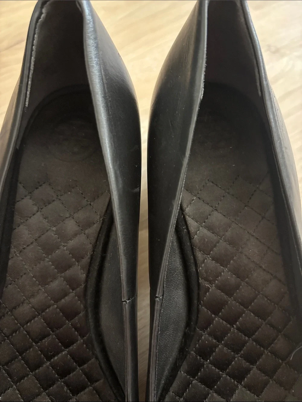 Tory Burch Black Pointed Toe Low Mirror Heel, Rhinestone Buckle, Suede,